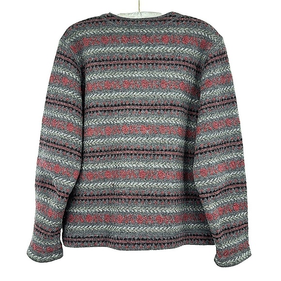 Woolrich Women's Vintage Fair Isle Wool Cardigan in Charcoal Mix Size Small - Picture 2 of 6